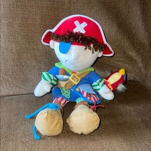 Plush Pirate Doll in Red Hat with Multicolor Outfit - Soft Kids Stuffed Toy